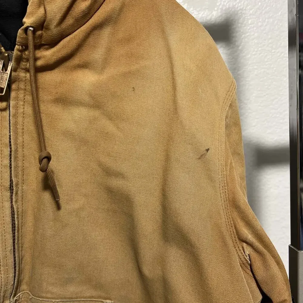 Carhartt Jacket USA MADE Duck Canvas Hooded Thermal Lined Vintage Large RN14806